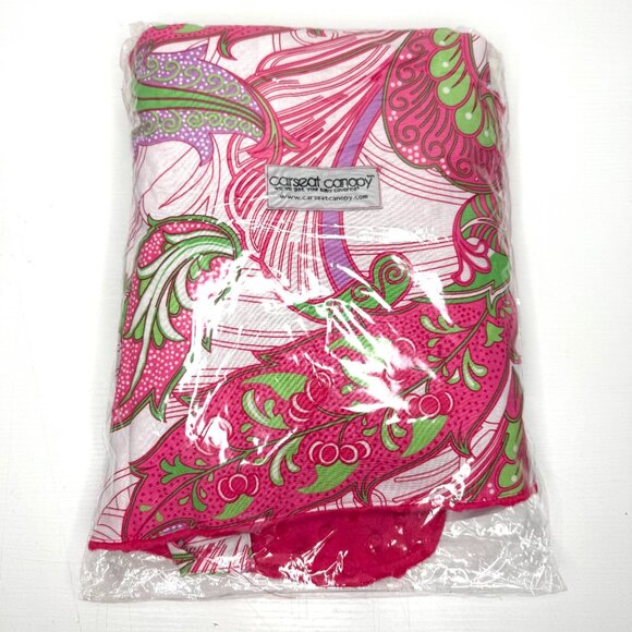 CARSEAT CANOPY Cotton Infant Car Seat Cover Pink Floral Sprinkled 40" x 56" - Picture 1 of 3